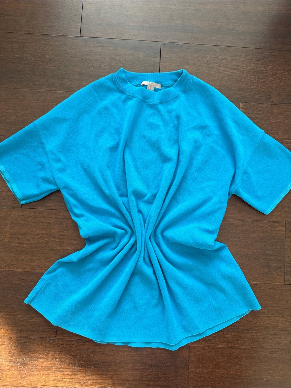 COS Bright Turquoise Short-Sleeve Knit Top